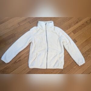 New balance women's medium white fuzzy Sherpa full zip sweater jacket - SOFT